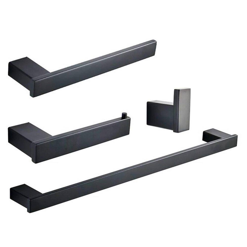4-Piece Bath Hardware Set 4-Pieces Wall Mount Bathroom Accessories Set Modern Stainless Steel Towel Bar Set, Matte Black price history on PriceWatchPro