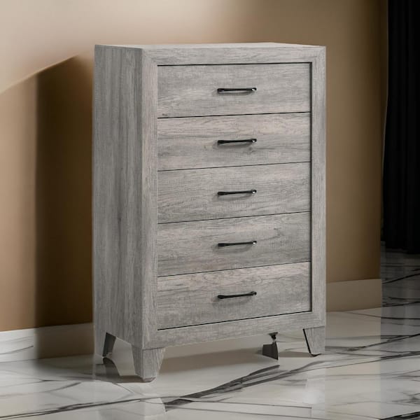 Gray 5-Drawers 31.5 in. Dresser Without Mirror