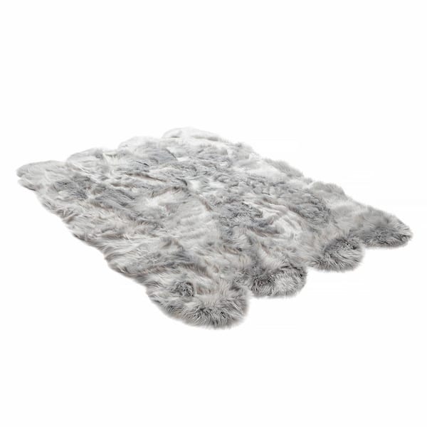 Walk on Me Gray 5 ft. x 7 ft. Faux Fur Luxuriously Soft and Eco Friendly Area Rug