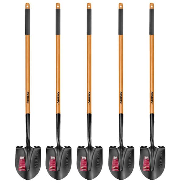 Husky 5-Piece 47 in. L Wood Handle Carbon Steel Digging Shovel with Grip  Garden Tool Set 78115-944 The Home Depot