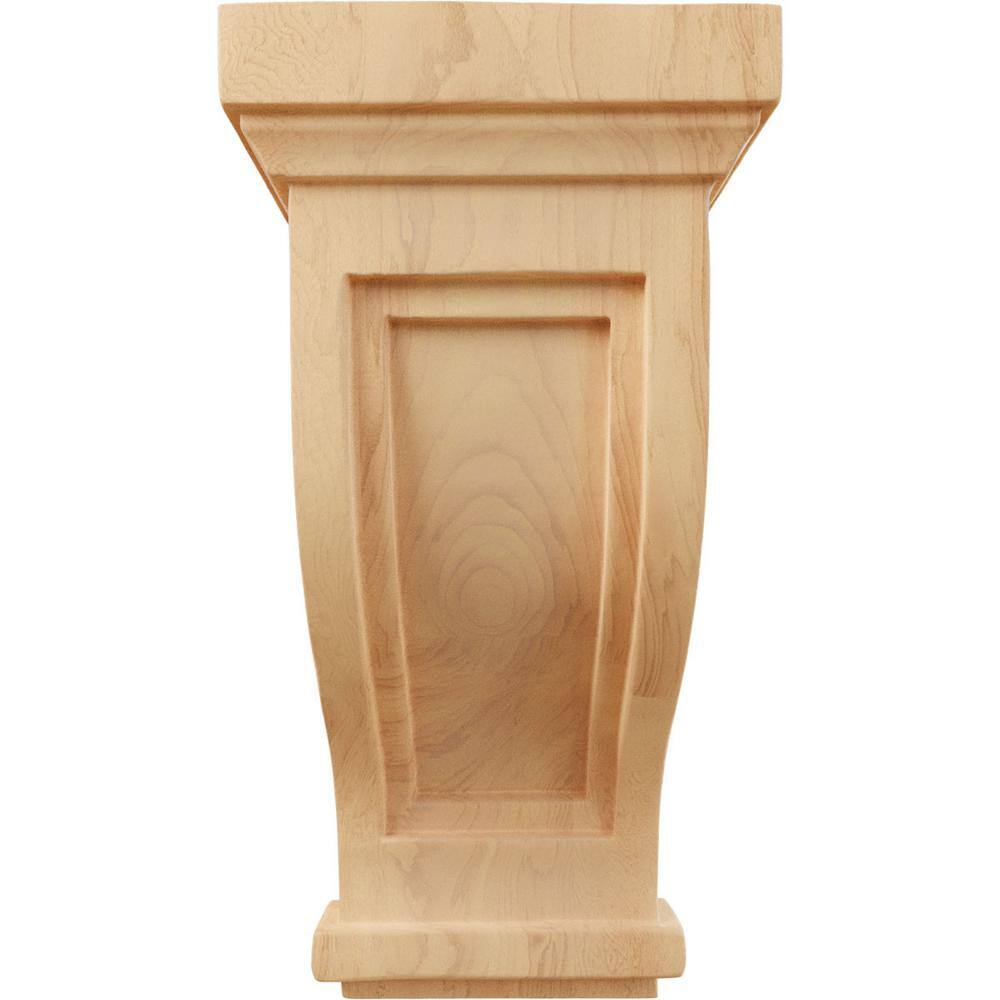 Traditional Red Oak Recessed Corbel, 4.75"W x 5"D x 10"H