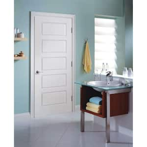 30 in. x 80 in. 5 Panel Riverside Solid Core Smooth Primed Composite Single Prehung Interior Door