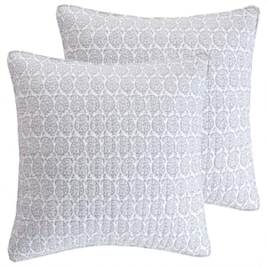 Darcy Grey Paisley Quilted Cotton Euro Sham (Set of 2)