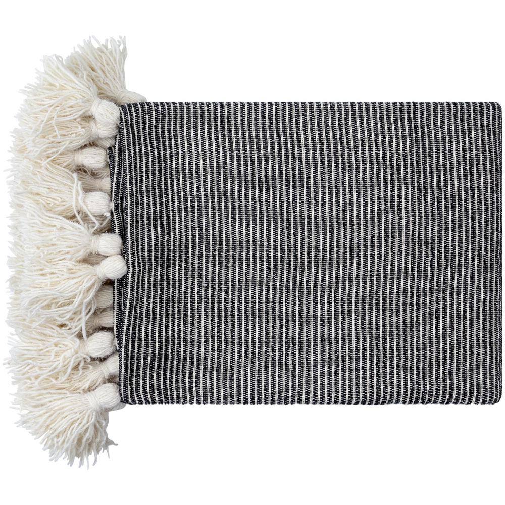 Kapri Black and Light Beige Cotton Reversible Throw Blanket