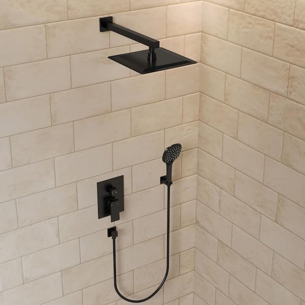 3-Mode Handheld Single Handle 2-Spray Tub and Shower Faucet 1.8 GPM with Pressure Balance in. Matte Black Valve Included