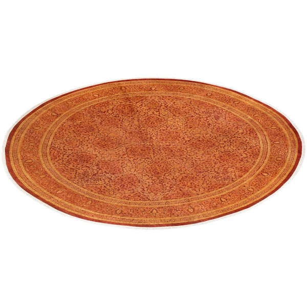 Mogul Traditional Orange 10 ft. 1 in. x 10 ft. 1 in. Oriental Area Rug
