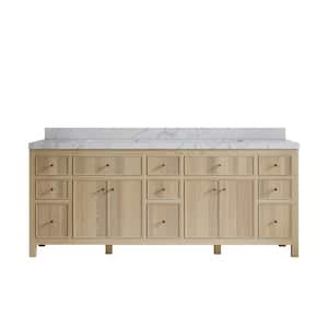 Sonoma Oak 84 in. W x 22 in. D x 36 in. H Double Sink Bath Vanity in White Oak with 2 in. Venatino Qt. Top