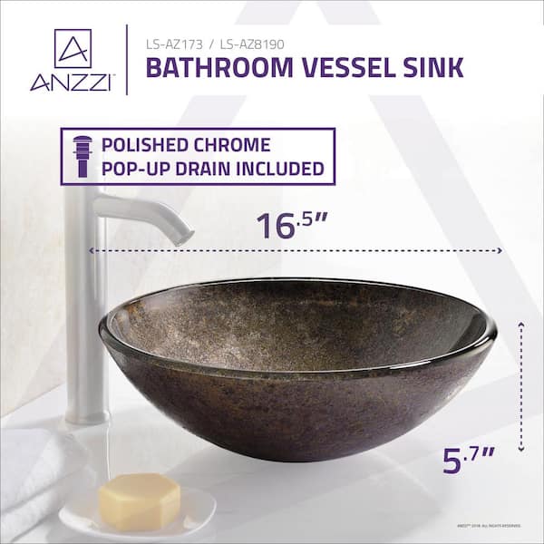 ANZZI Tara Deco-Glass Round Vessel Sink in Stellar Burst LS-AZ8190 