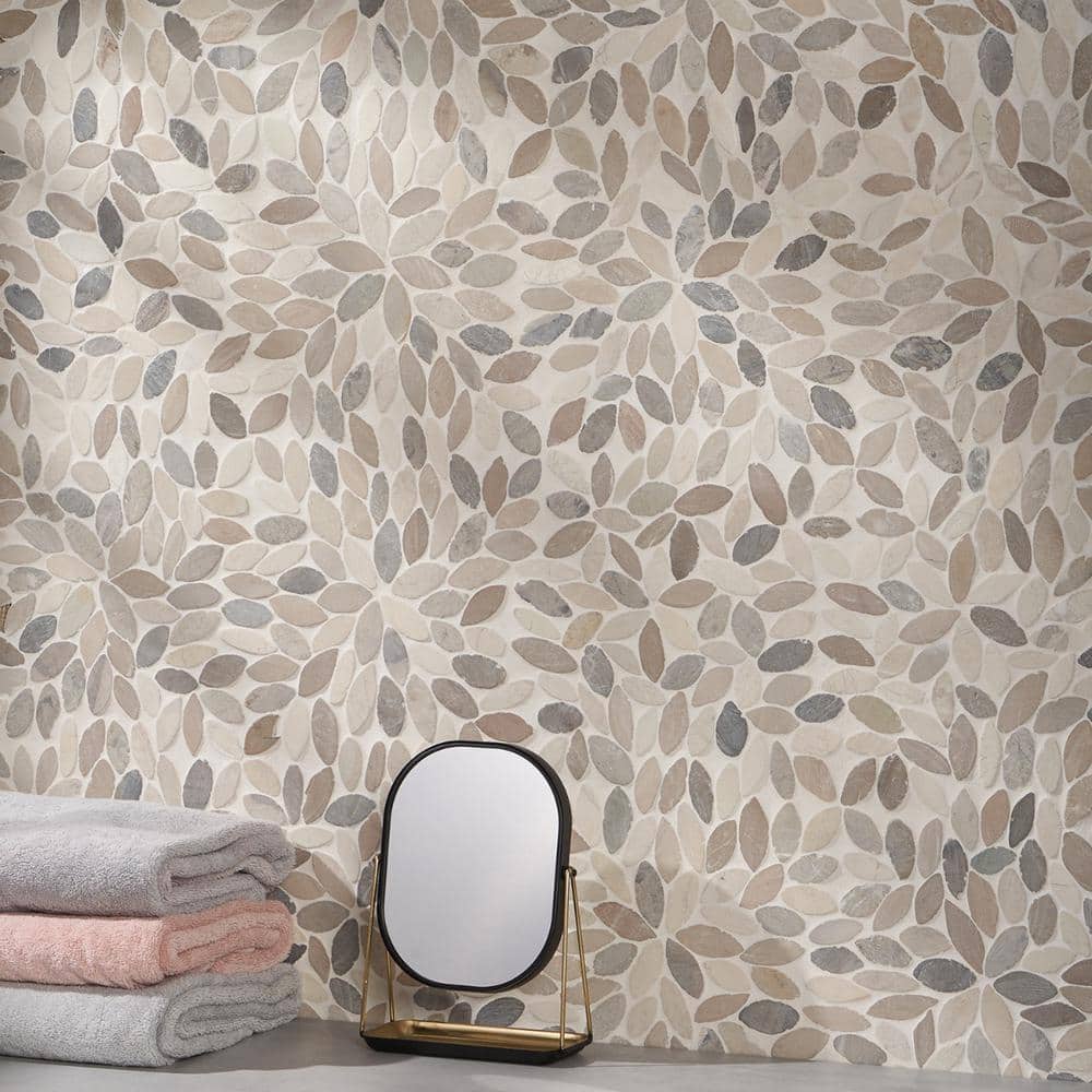 Picturesque Flower 11.81 in. x 11.81 in. Natural Stone Floor and Wall Mosaic Tile (0.97 Sq. Ft. / Each)