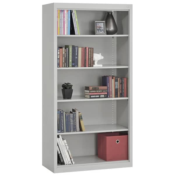 72 in. Tall Dove Gray Steel 5-Shelf Welded Standard Bookcase