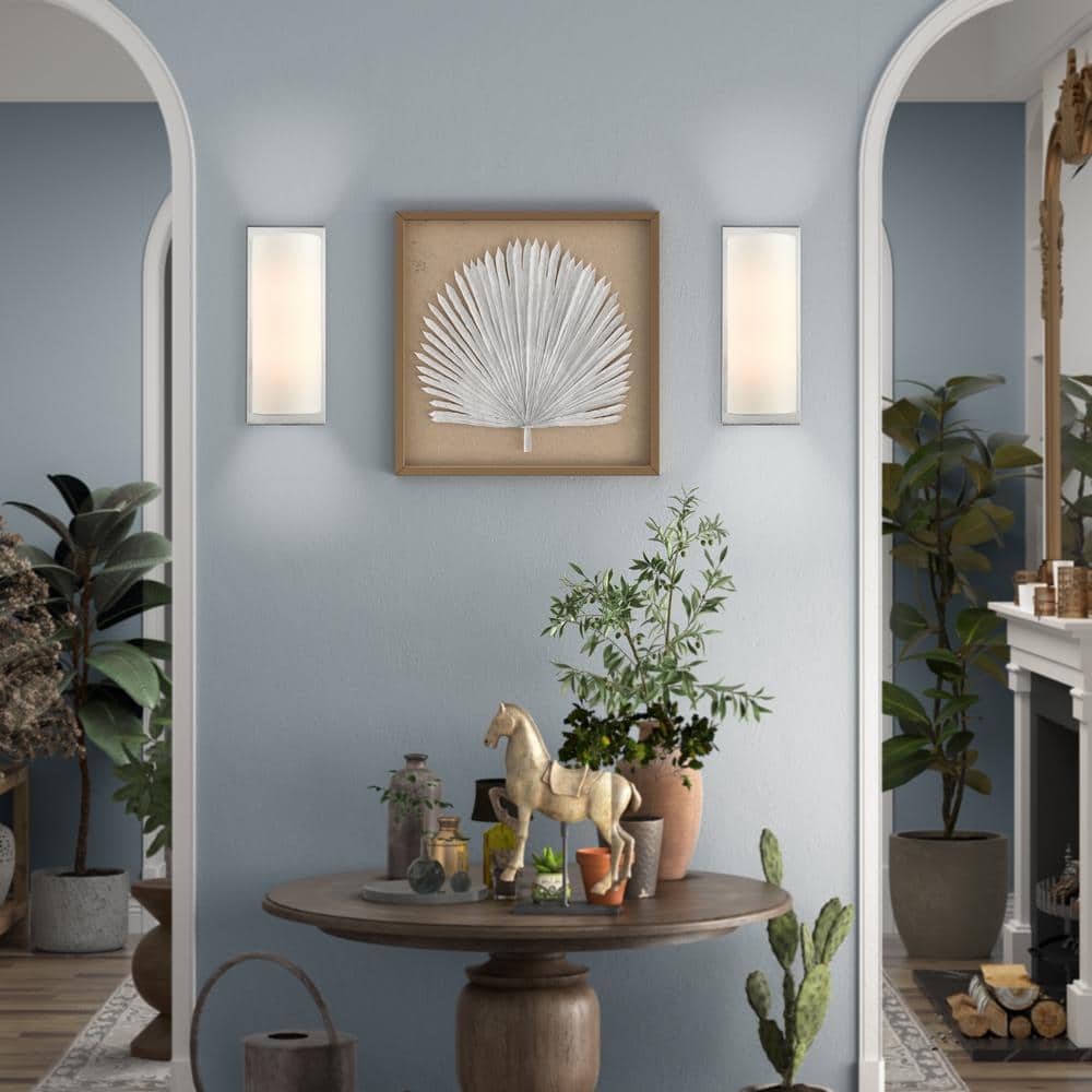 Brushed Nickel 2-Light Sconce with Off-White Fabric Shade