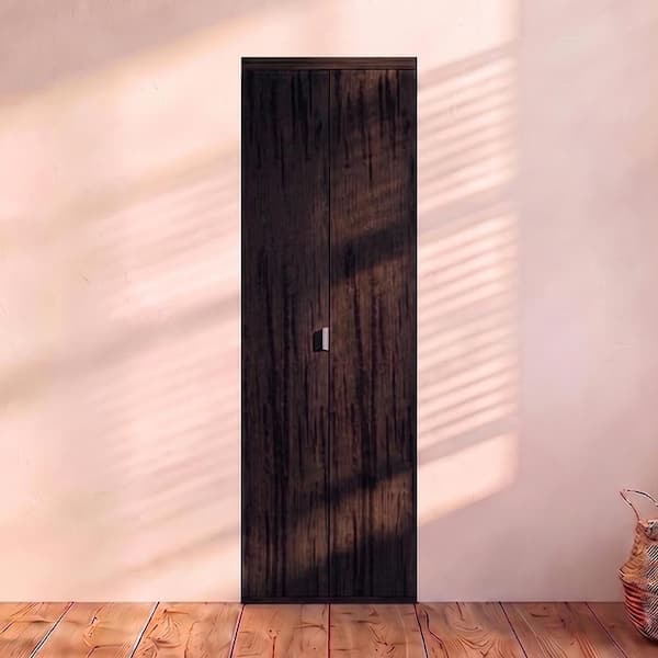 36 in. x 80 in. Smooth Flush Solid Core Espresso MDF Interior Closet Bi-Fold Door with Matching Trim