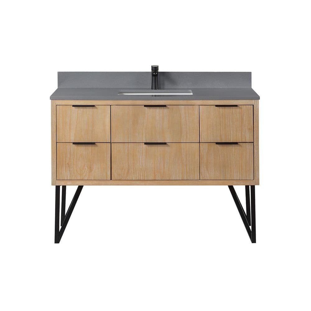 Altair Helios 48 in. W x 22 in. D Single Sink Bath Vanity in Weathered Pine with Gray Composite