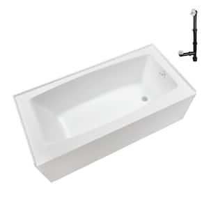 60 in. x 30 in. Soaking Acrylic Alcove Bathtub with Right Drain in Glossy White, External Drain in Glossy Glossy White