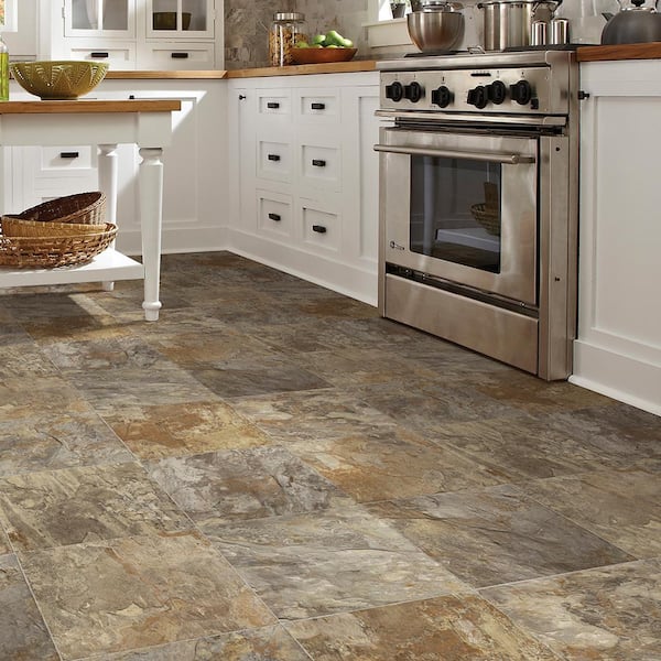 Take Home Sample - Fowler Tile Stone 10 MIL 6 in. x 9 in. Waterproof Vinyl Sheet Flooring