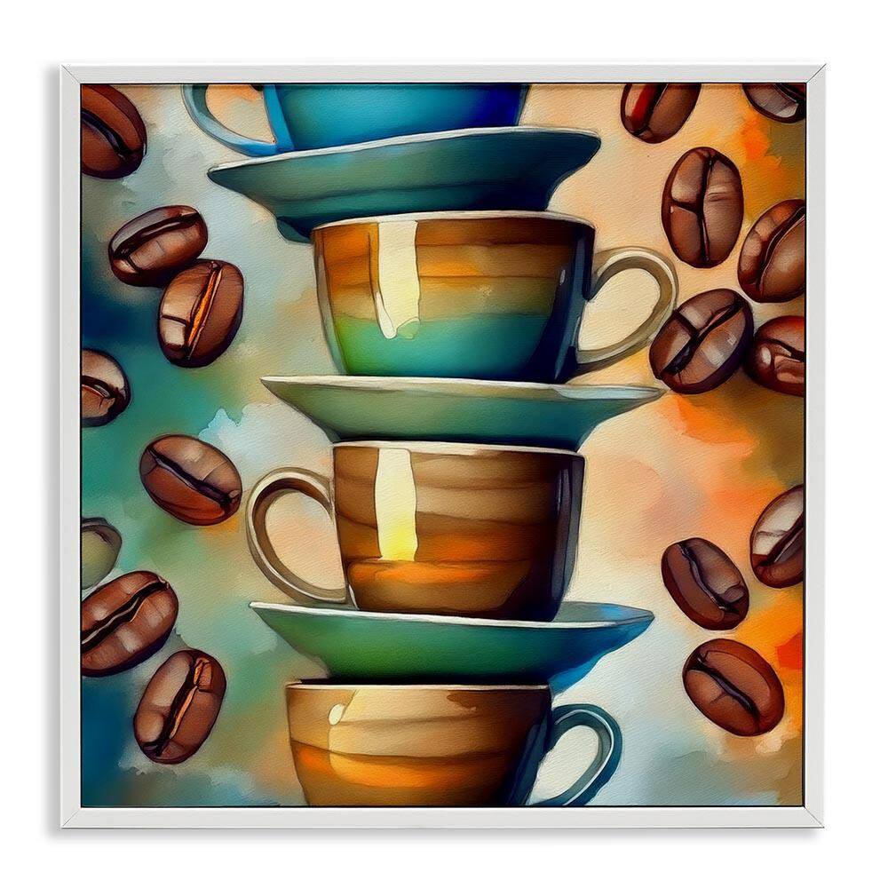 Ceramic Teacups & Coffee by Alina Georgescu White Framed Food Giclee Art Print 17 in. x 17 in. price history on PriceWatchPro