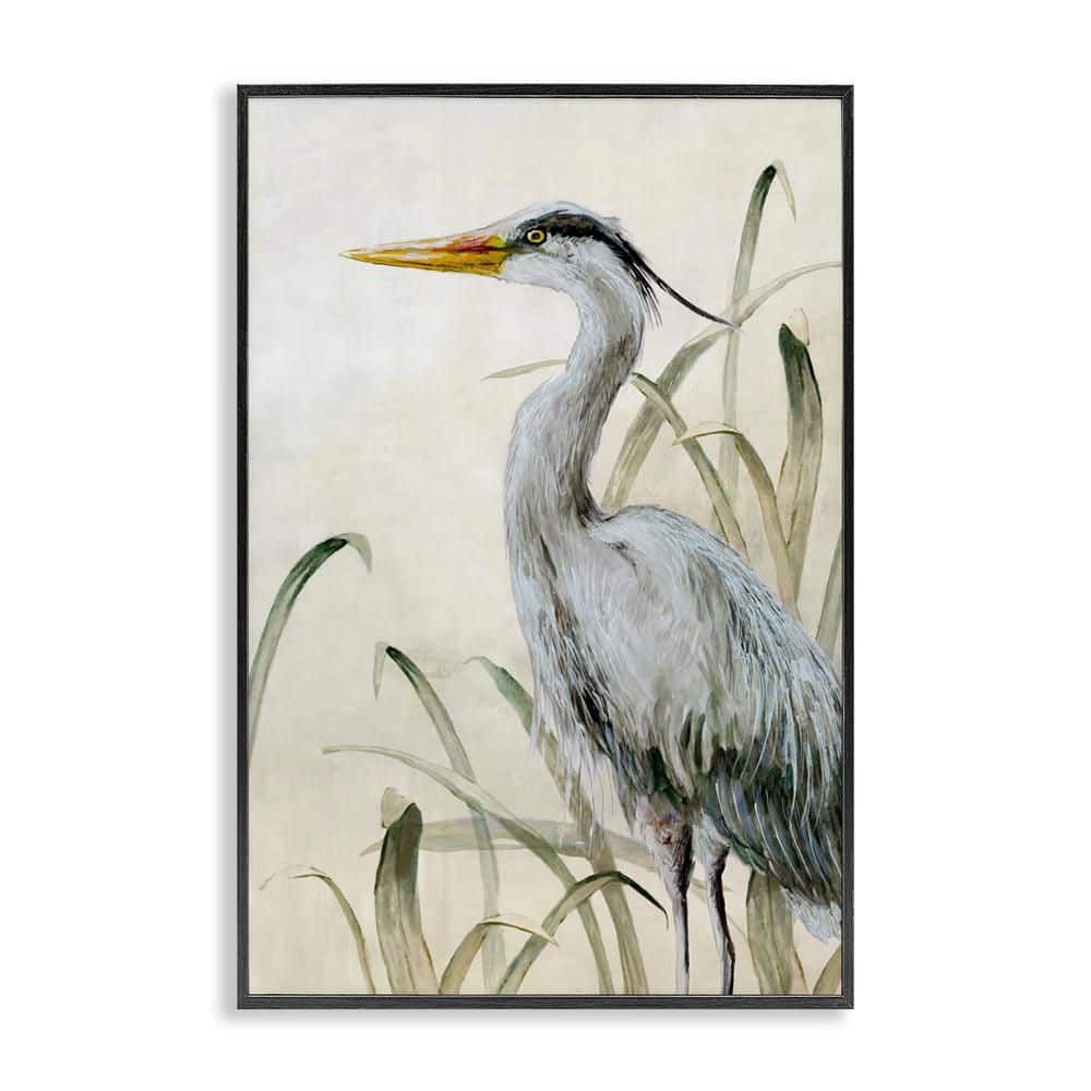 Heron with Traditional Grasses by Jacob Q Black Framed Animal Giclee Art Print 30 in. x 20 in. price history on PriceWatchPro