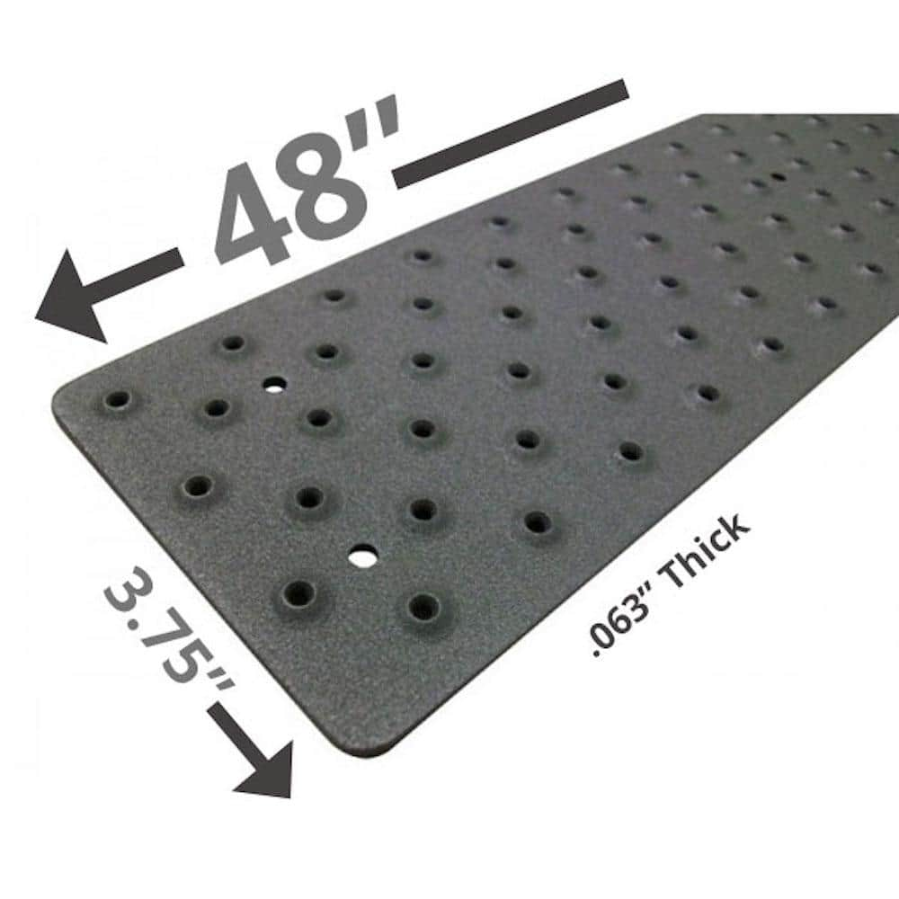 Handi-Treads Non Slip Aluminum Stair Tread  Powder Coated Black  3.75  x 48  with Color Matching Wood Screws  Each