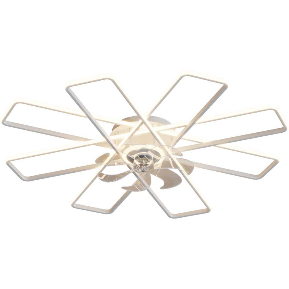 41 in. LED Indoor White Smart Ceiling Fan with Lights and Remote, Flush Mou