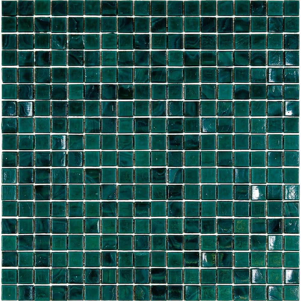 Apollo Tile Skosh Glossy Dark Green 11.6 in. x 11.6 in. Glass Mosaic ...