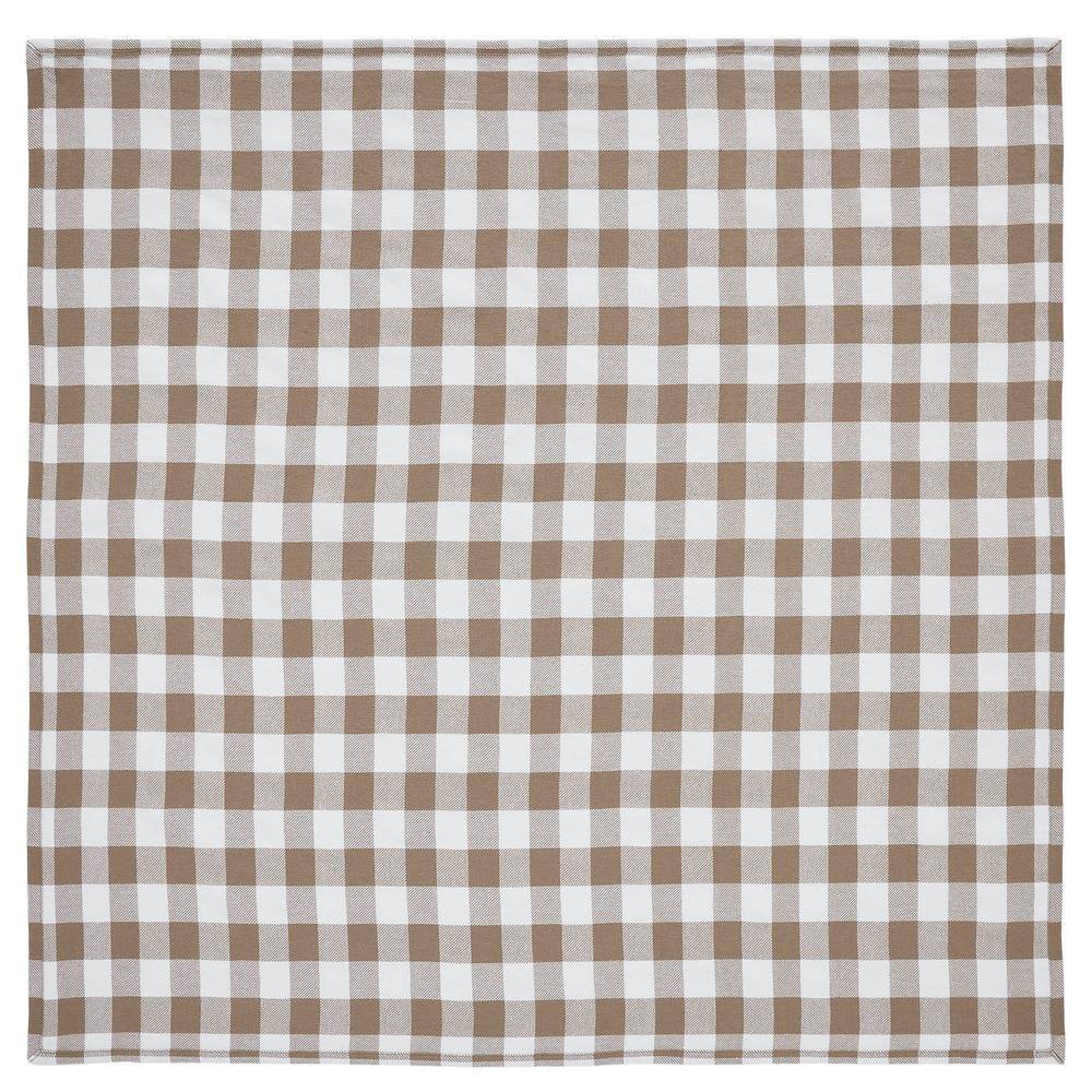 Annie 40x40 Brown and White Cotton Buffalo Check Table Topper