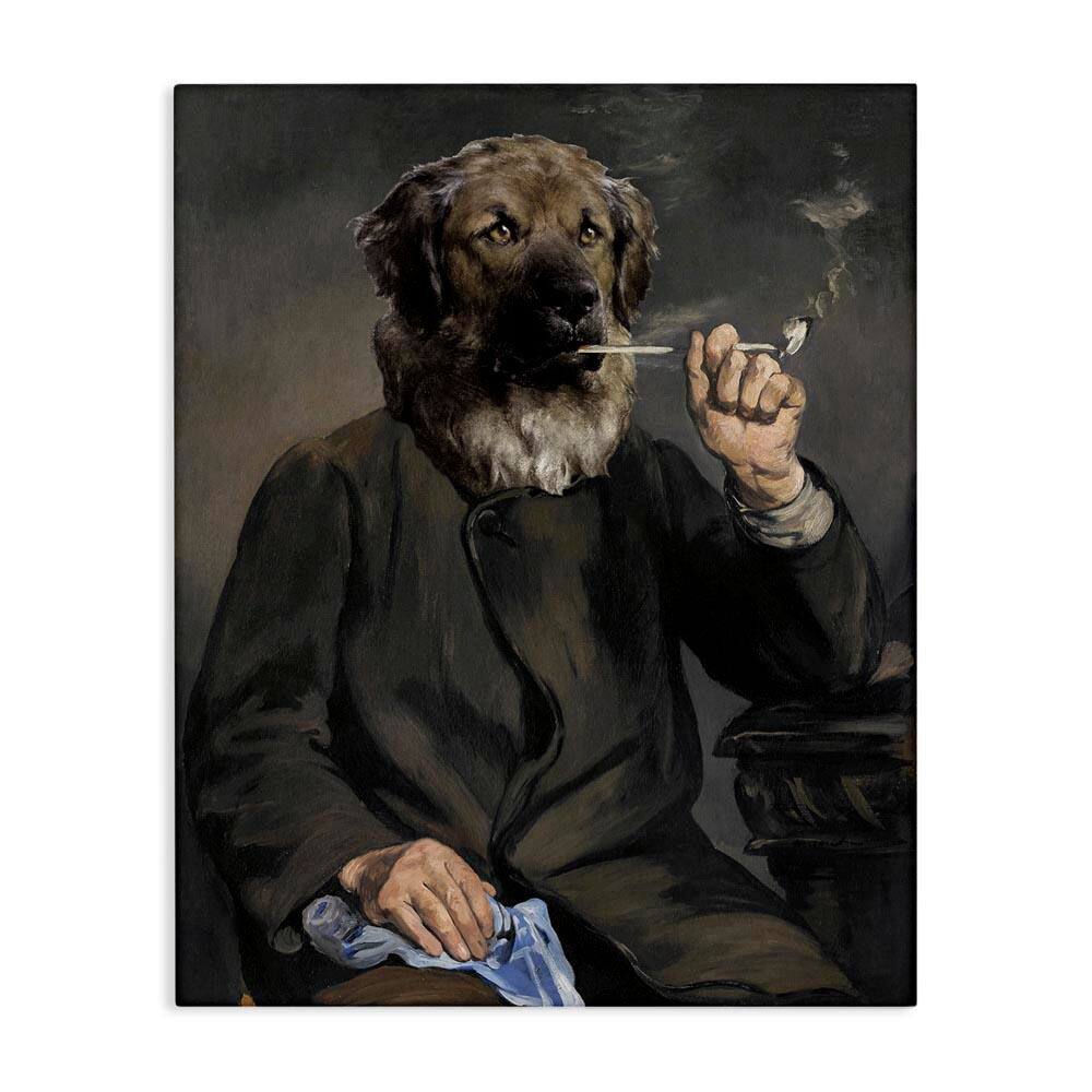 Smoking Historical Dog by Alicia Longley Unframed Abstract Graphic Art Print 30 in. x 24 in. price history on PriceWatchPro