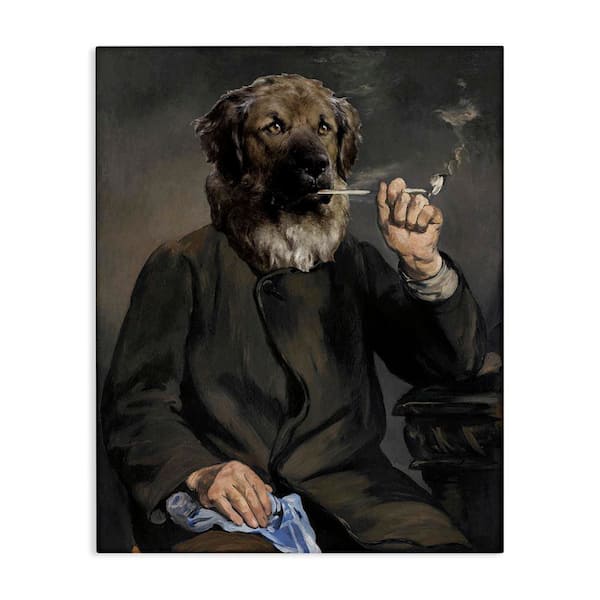 Stupell Industries Smoking Historical Dog by Alicia Longley Unframed Abstract Graphic Art Print 30 in. x 24 in.