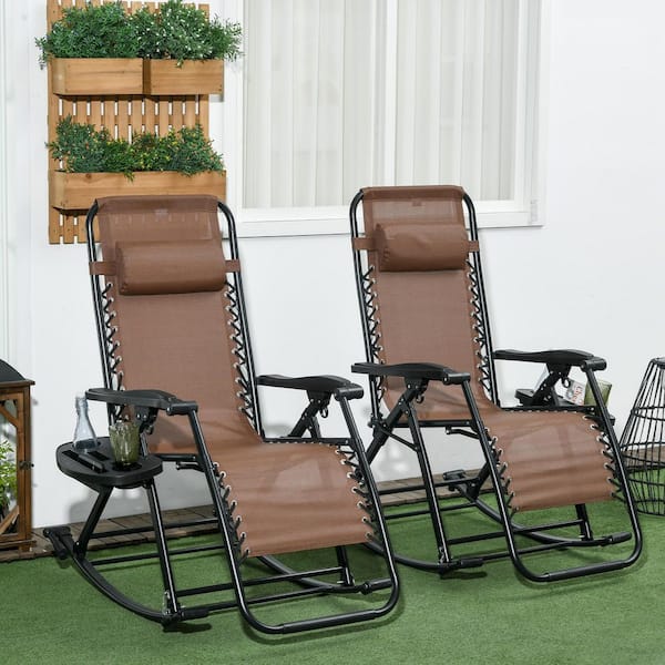 Siavonce Outdoor Folding Zero Gravity Metal Lawn Chairs with