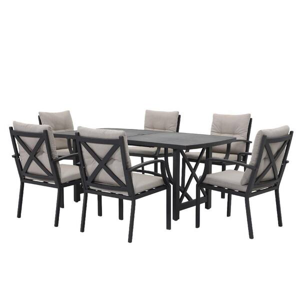 Black Aluminum Outdoor Dining Chairs, All-weather Patio Dining