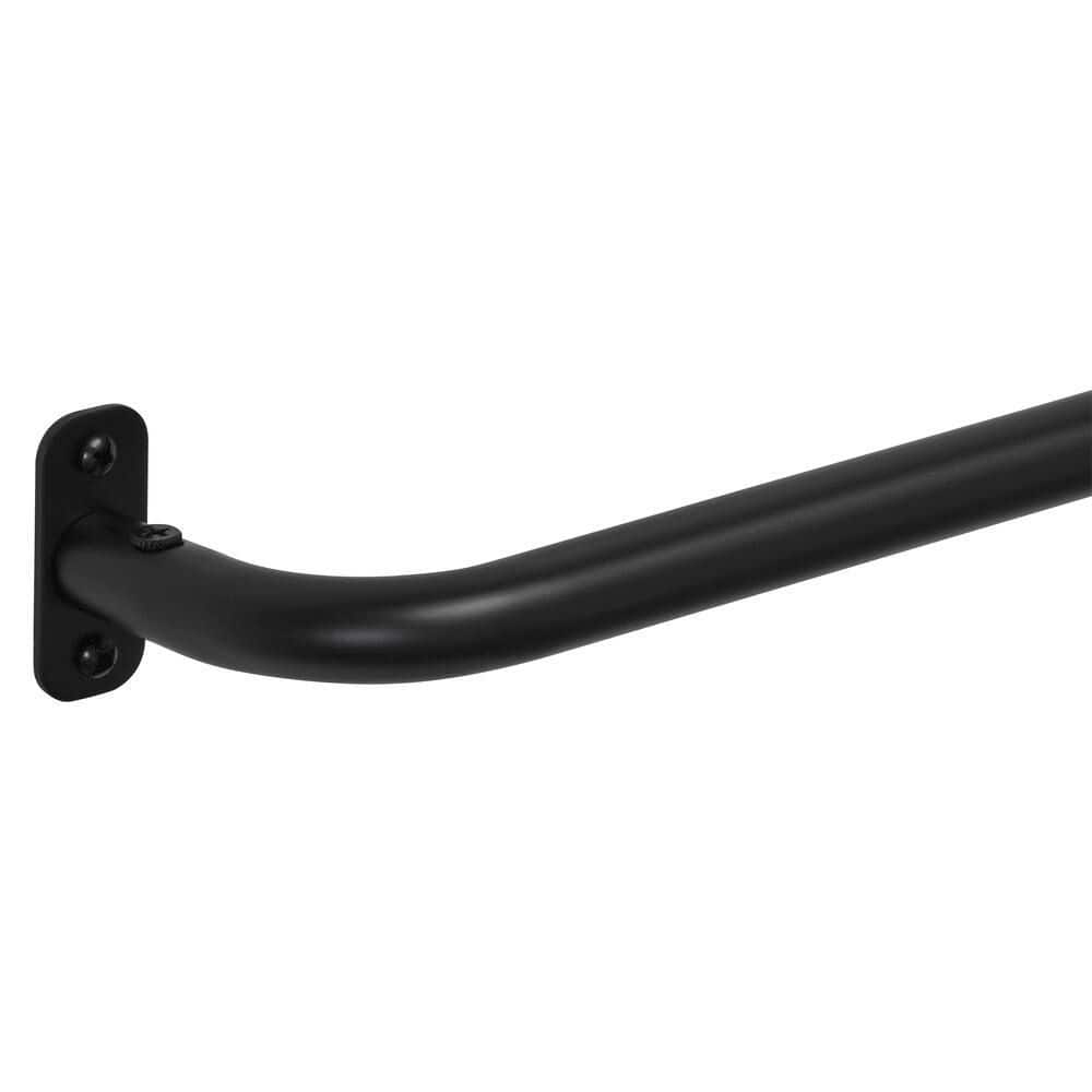 StyleWell 28 in. - 48 in. Adjustable 5/8 in. Wraparound Single Curtain Rod in Matte Balck UMB482406T03