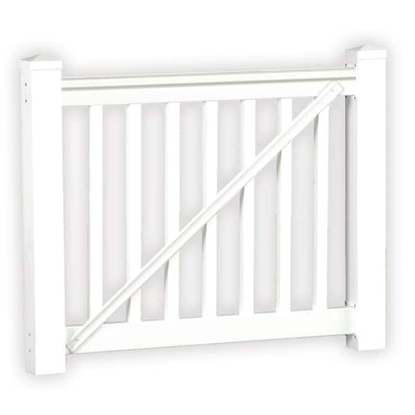 Weatherables Vanderbilt 3.5 ft. H x 5 ft. W White Vinyl Railing Gate Kit