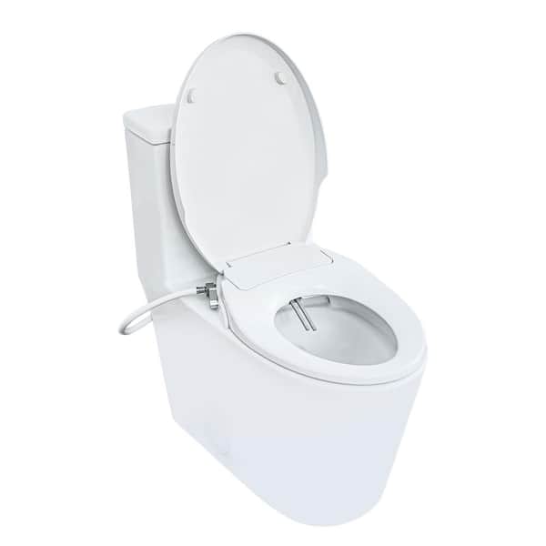 Casta Diva Elongated Bidet Toilet Combo Dual Flush 0.9/1.28 GPF in White with Non-Electric Bidet Seat