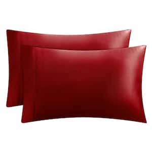 Premium Red Satin Microfiber Queen Pillowcases (Set of 2)