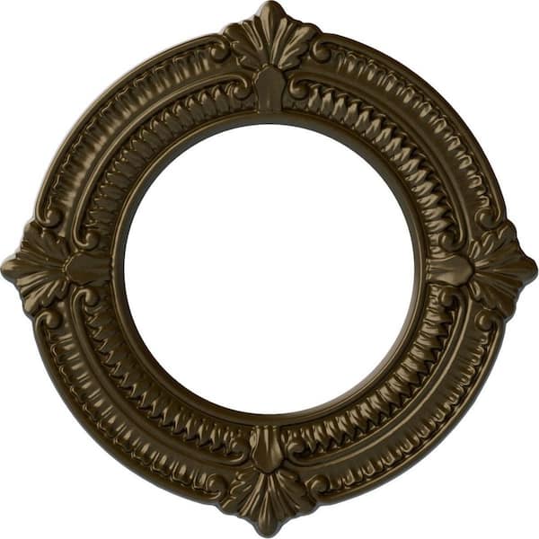 Ekena Millwork 11-1/8" OD x 6-1/8" ID x 5/8" P (Fits Canopies up to 6-1/8") Benson Polyurethane Ceiling Medallion, Brass