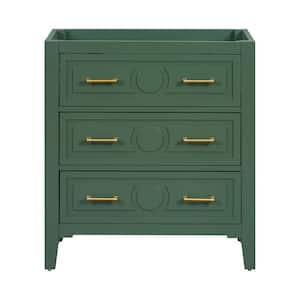 30 in. W x 17.87 in. D x 33 in. H Bath Vanity Cabinet without Top in Green, Freestanding Vanity with 3 Drawers