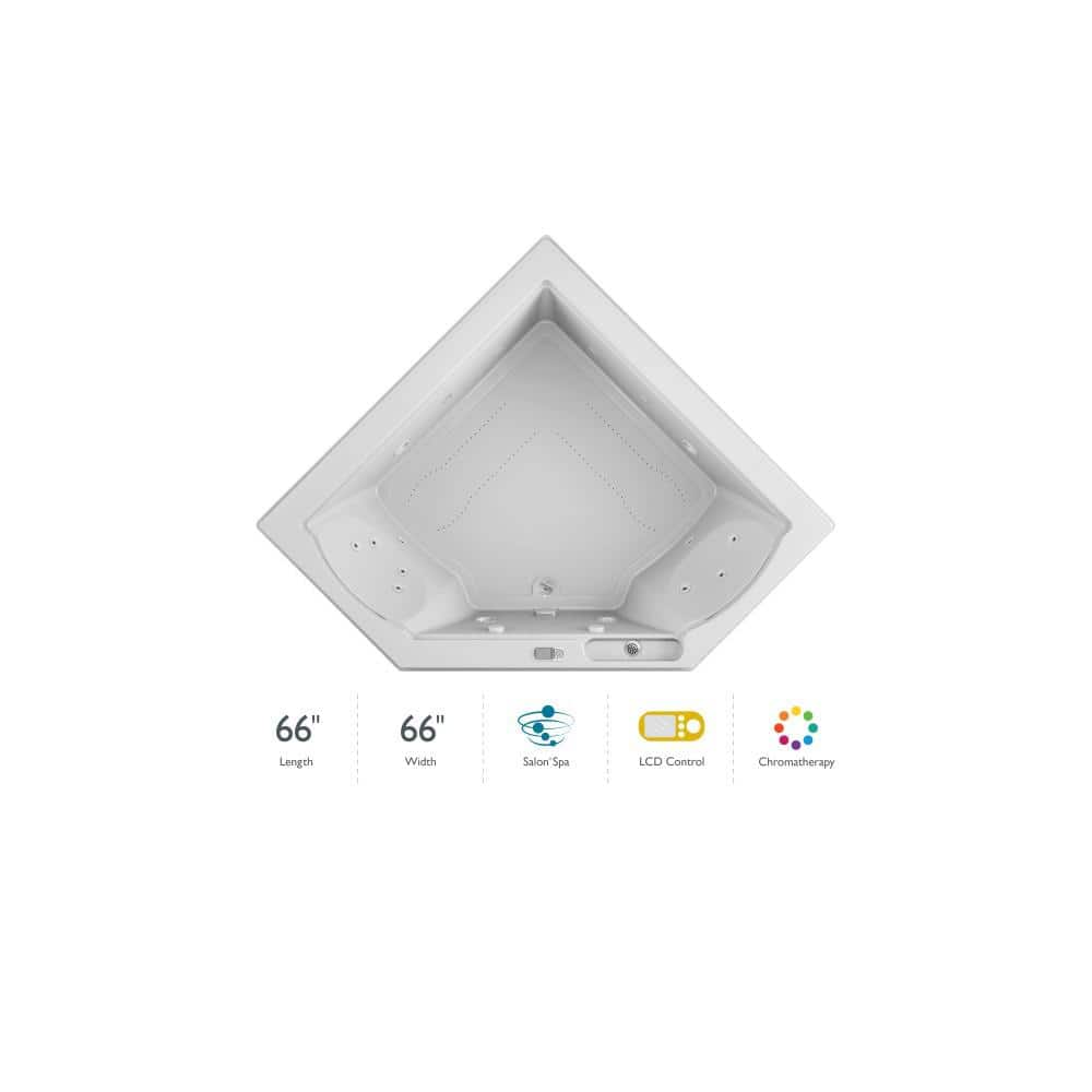 White Acrylic Corner Whirlpool Bathtub with Electronic Controls
