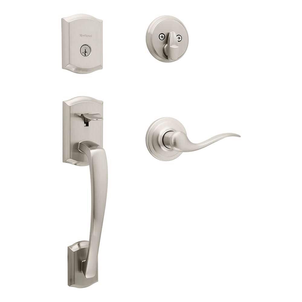 Prescott Satin Nickel Keyed Entry Single Cylinder Door Handleset with Tustin Door Handle Featuring SmartKey Security price history on PriceWatchPro