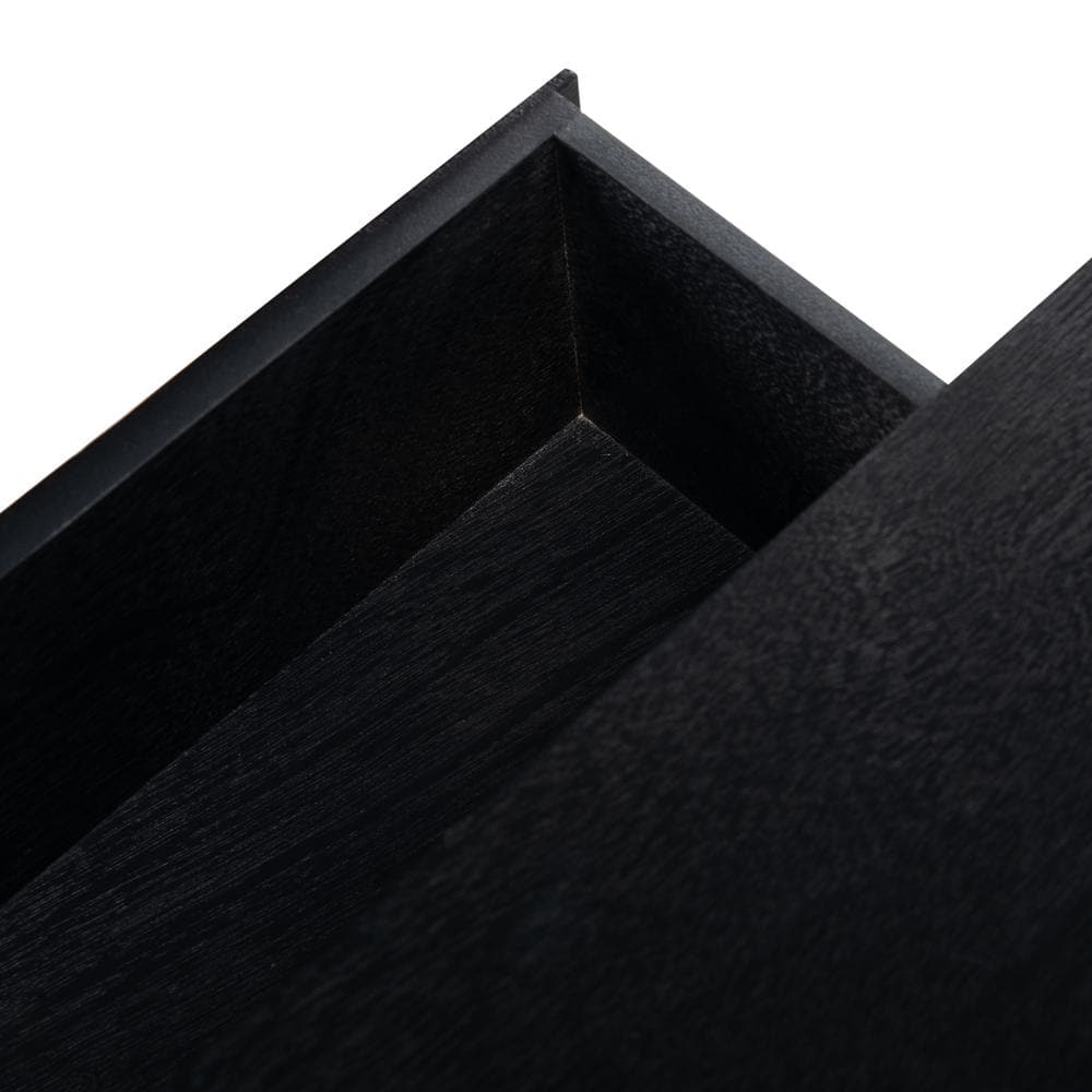 Aliyah Black Wood Console Table with Storage Drawers