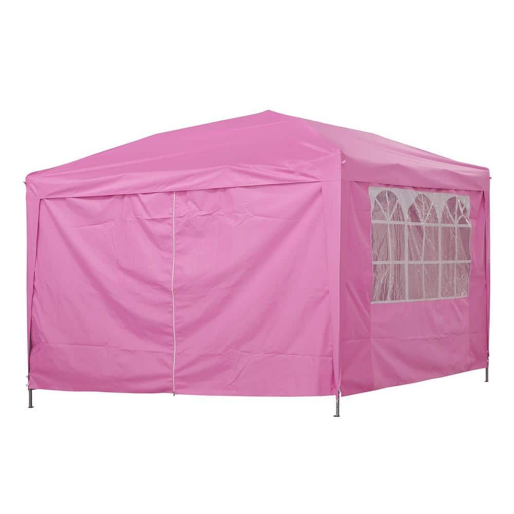 Flynama 10 ft. x 10 ft. Outdoor Straight Leg Pink Party Wedding Tent ...