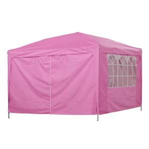 10 ft. x 10 ft. Outdoor Straight Leg Pink Party Wedding Tent Canopy with Adjustable Height