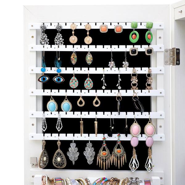 Jewelry Organizer. Large Earrings Display. Wall Mounted Earring Holder.  WHITE . Earrings Storage. 