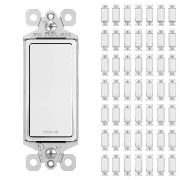 radiant 15 Amp 120-Volt Single-Pole Decorator/Rocker Light Switch White (50-Pack)