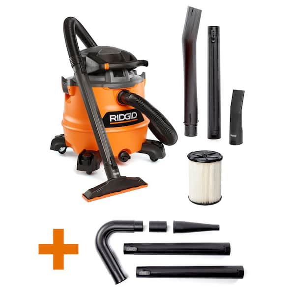 RIDGID 16 Gal. 6.5 Peak HP NXT Shop Vacuum Wet Dry Vac with Detachable Blower, Filter, Accessories, Gutter Cleaning Kit HD1600A