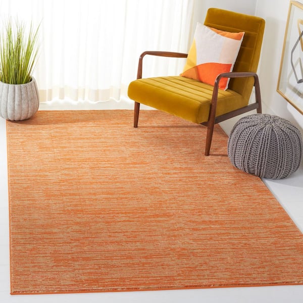 Vision Orange 3 ft. x 3 ft. Solid Marle Square Area Rug