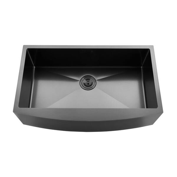 HEX 33 in. Farmhouse Apron Front Single Bowl Gunmetal Black Stainless Steel Kitchen Sink