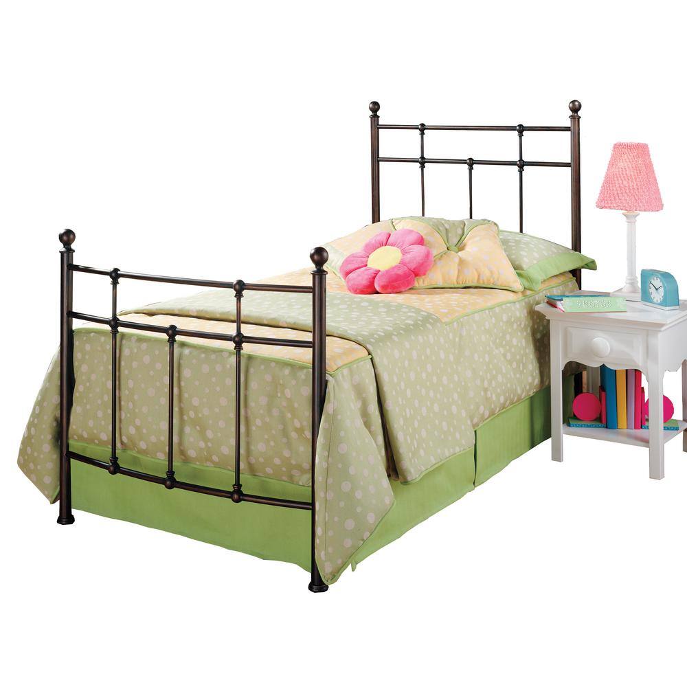 Antique Bronze Twin Metal Bed with Spindle Design