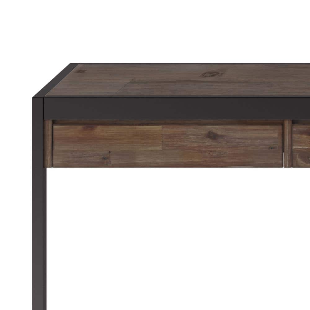 Rustic Natural Aged Brown 72" Acacia Wood Desk with Drawers