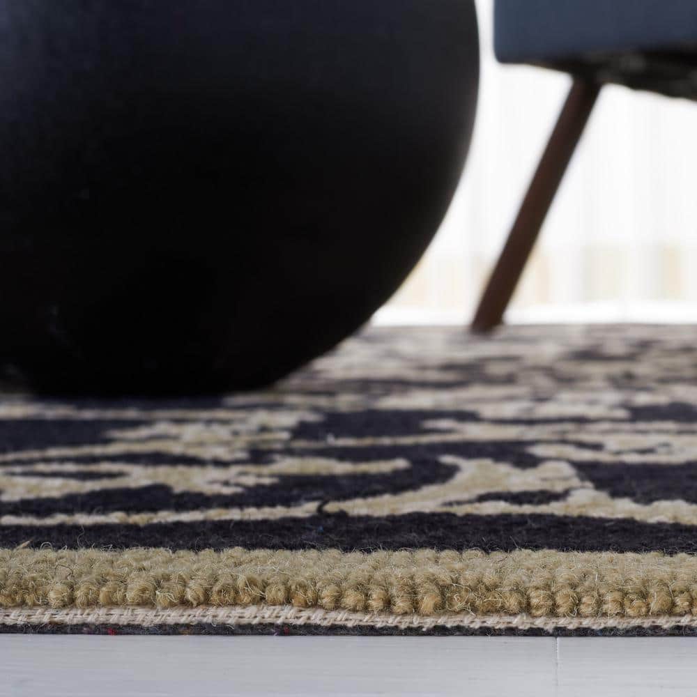Chelsea Black and Olive Hand-Hooked Wool Area Rug