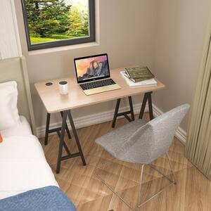 48 in. H Rectangular Beige Natural Engineered Wood 0-Drawer Laptop Desk with Large Desktop