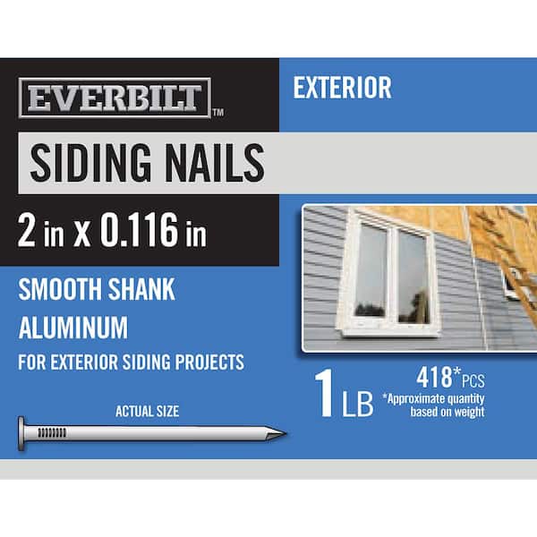 Everbilt 2 in. Siding Nails Aluminum 1 lb (Approximately 418 Pieces)